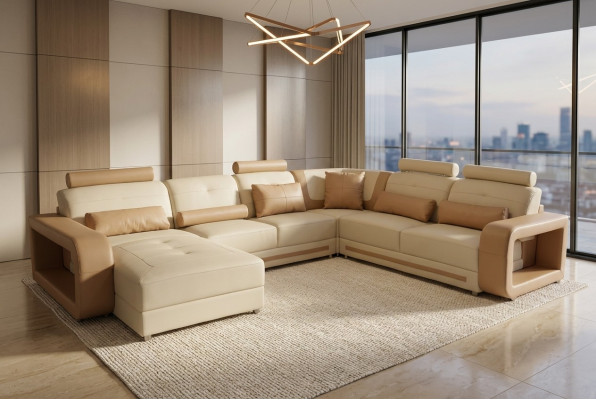 Eck Sofa + USB Polster Stūra dzīvojamā istaba ainava dizaina dīvāni audums A1135