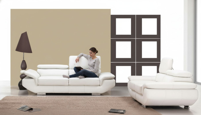 Sofas komplekts ar USB pārklājuma dīvānu sēdekļa ādas komplekts 3+2 vietas Weilrod "Balts"