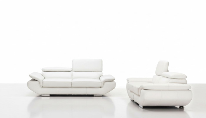 Sofas komplekts ar USB pārklājuma dīvānu sēdekļa ādas komplekts 3+2 vietas Weilrod "Balts"