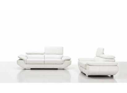 Sofas komplekts ar USB pārklājuma dīvānu sēdekļa ādas komplekts 3+2 vietas Weilrod "Balts"