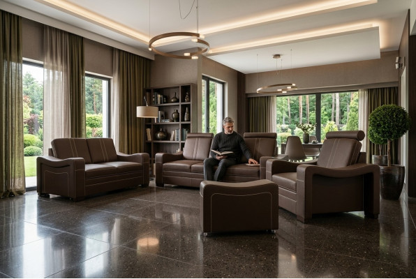 LEDERSOFA Pasūtījuma SOFA SOF 3+2+1 USB DIWANU KOMPLEKTS POLSTERGARNITUR Jaunumi