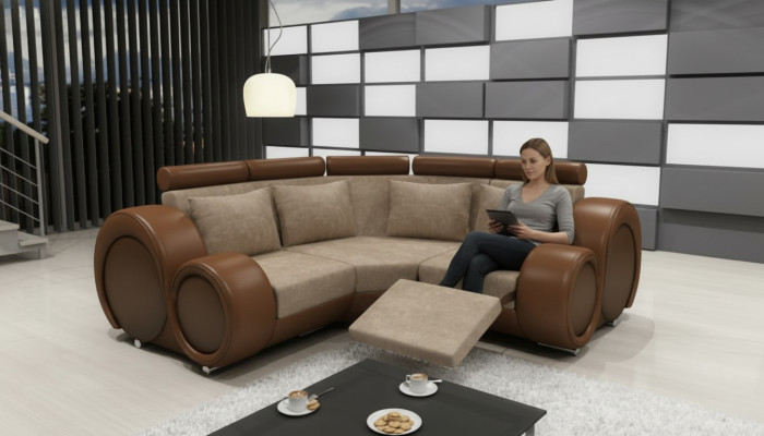 TEKSTSOFAS TEKSTILA DZĪVOJAMĀS ISTABAS SOFA BERLINX RELAKSĒJOŠA FUNKCIJA DĪVĀNS STŪRA SOFA ar USB.