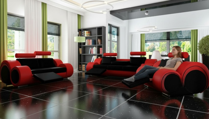 Dīvāns BERLIN Polster Couch Garnitur 3+2 Sitz Designer Sofa Ledersofa mit USB Neu