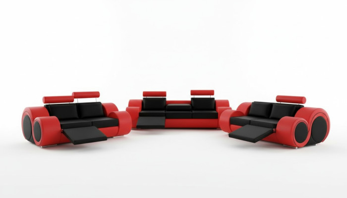 Dīvāns BERLIN Polster Couch Garnitur 3+2 Sitz Designer Sofa Ledersofa mit USB Neu
