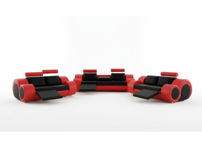 Dīvāns BERLIN Polster Couch Garnitur 3+2 Sitz Designer Sofa Ledersofa mit USB Neu