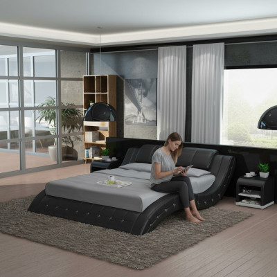 Luxusa ādas gulta USB dizaina polsteris gulta diviem moderns laula 140/160/180 LB8824