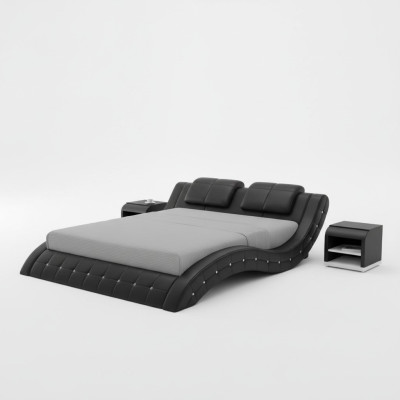 Luxusa ādas gulta USB dizaina polsteris gulta diviem moderns laula 140/160/180 LB8824
