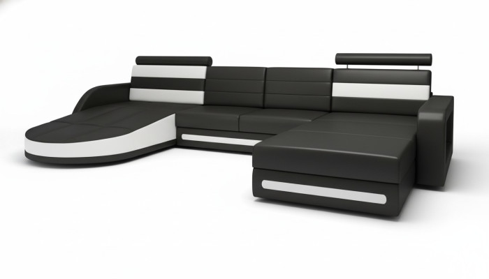 Stūra dīvāns ar USB, mēbelu formā U dzīvojamās zonas stūra dīvāns XXL, melns, jauns