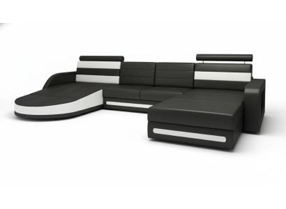 Stūra dīvāns ar USB, mēbelu formā U dzīvojamās zonas stūra dīvāns XXL, melns, jauns
