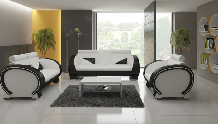 Ādas dīvāns dīvāns + USB dīvāns 3-vietīgā atpūtas dīvāna ar bāra funkciju dizaineru komplekts