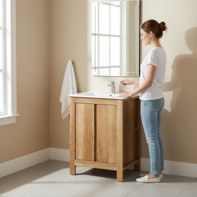Slikti mēbeļu komplekts 60cm izlietnei ar dekoratīvu apakšskapi Moderns mazgājamais bļoda galda tops