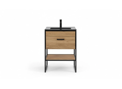 60 cm platums vannas istabas mēbeļu komplekts ar izlietni, skapī un mazgājamu izlieti saskaņā ar Loft stila.