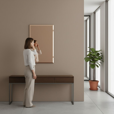 Klasiskais sienas spogulis ar koka rāmi, spoguļmēbeles Jauna 90x60cm stikla rāmis sienā