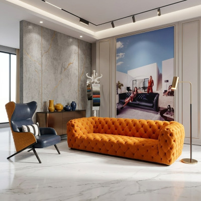 Papildu luksusa klases sofa - Chesterfield Big XXL dīvāns - četrdesmita krēsla apvalks