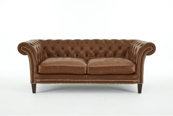 Chesterfield Men's Club Sofa Couch Leather Upholstery Two-Seater Brown NEW jvmoebel ®