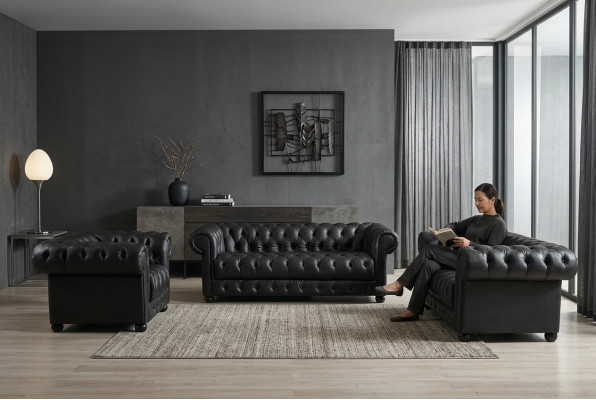 Chesterfield dīvāns Sofas apdares ādas 321 vieta 3-sēdvietu dīvānam komplekti