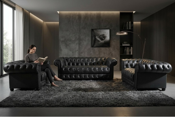 Chesterfield Sofo garnitūra 3-vietīga dizaina dīvāns polster sofa garnitūras komplekts