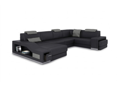 Dzīvojamā telpa Stūra dīvāns U formas stūra dīvāns LED apgaismojums Sofa Dīvāns