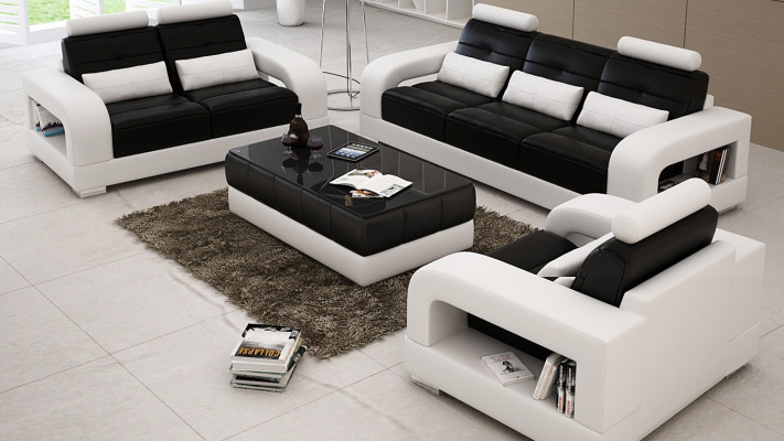 Sofa komplekts ar 3+2 vietas dizaina dīvānu, pārklājumu un moderno dīvānu.
