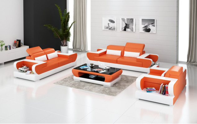 Luksusa dīvānu komplekts Dzīvojamā telpa Komplektācija ar ādu Mēbeles Dīvāns Sofa