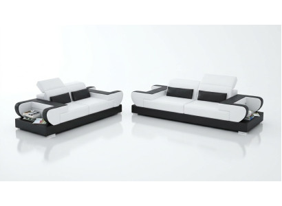 Luksusa dīvānu komplekts Dzīvojamā telpa Komplektācija ar ādu Mēbeles Dīvāns Sofa