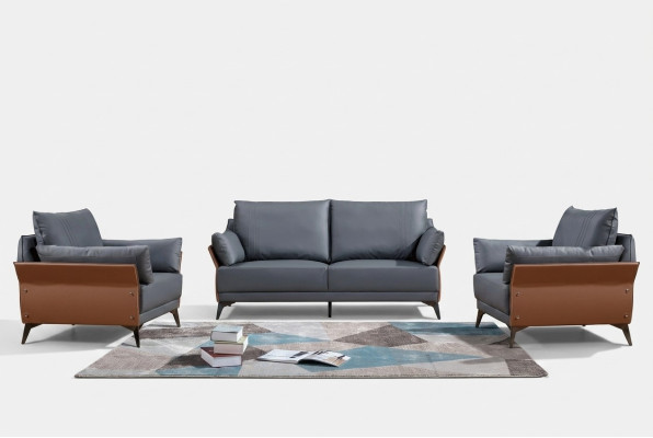 Sofas komplekts 3+1+1 vietu dīvāni Polster Set mēbeles dīvāni ādas kabinetā