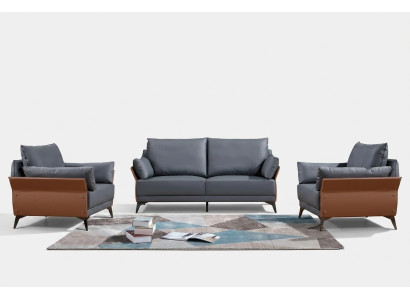 Sofas komplekts 3+1+1 vietu dīvāni Polster Set mēbeles dīvāni ādas kabinetā