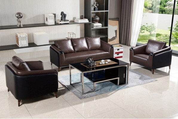 Sofas komplekts 3+1+1-vietas ādas dīvāns galds Dzīvojamā istaba Divāns Komplekts Moderns dizains