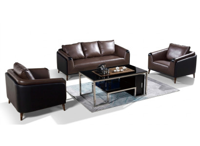 Sofas komplekts 3+1+1-vietas ādas dīvāns galds Dzīvojamā istaba Divāns Komplekts Moderns dizains