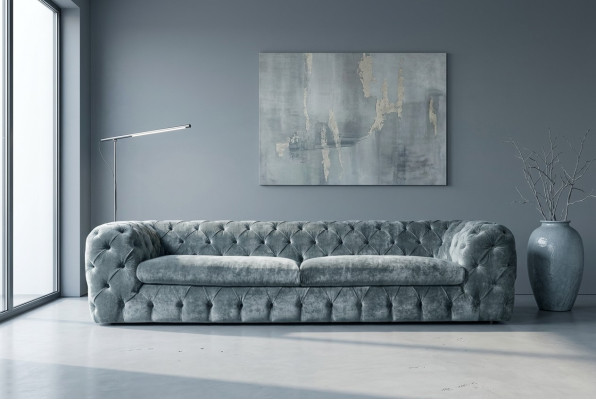 Luksusa Chesterfield dizaina dīvāns ādas dīvāns tekstila audums xxl liels dīvāns.