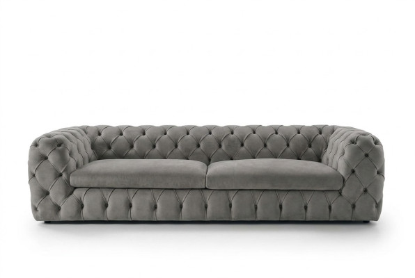 Klasiskais trīsvietīgais dīvāns ar auduma klēpu 3-vietīgs auduma dīvāns Chesterfield.