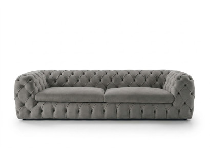 Klasiskais trīsvietīgais dīvāns ar auduma klēpu 3-vietīgs auduma dīvāns Chesterfield.