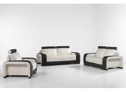 Sofas komplekts dizaina dīvānu polsteru derībām ar ādas 3+2+1 sēdvietām.