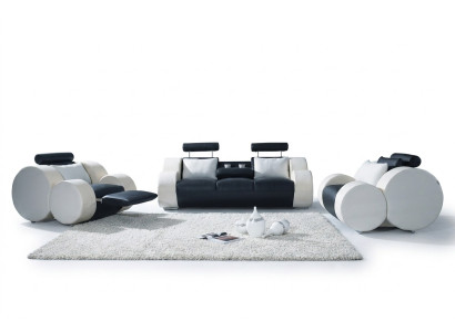 Sofas modelis komplekts dizainam ar polsterīda ādas sedziņu 311 divvietīgā gultnē