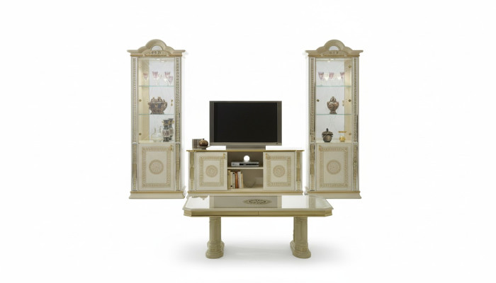 Klasiskais siena viesistabas skapis Sideboard 2x vitrīnas Sideboard Lowboard
