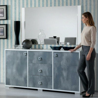 Moderni komodas 2 daļu komplekts Moderns stils Komoda + Spogulis Itāļu mēbeles