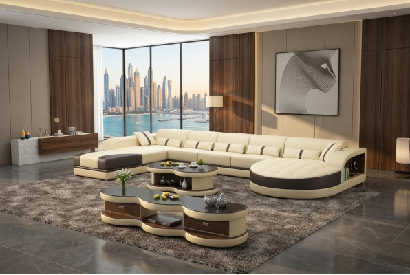 Sofas U formas sofakauja Polster Wohnlandschaft Garnitur dizaina stūra dīvāns