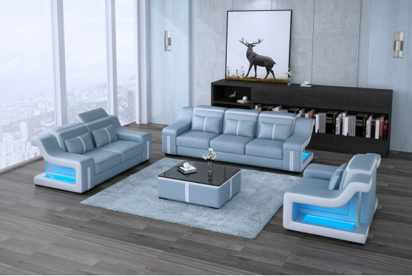 Sofas ģimene dīvāns Polster Sofa 322 Komplekts Komplekts dizains āda 3 gab.