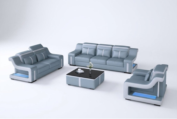 Sofas ģimene dīvāns Polster Sofa 322 Komplekts Komplekts dizains āda 3 gab.