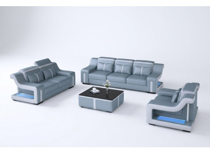 Sofas ģimene dīvāns Polster Sofa 322 Komplekts Komplekts dizains āda 3 gab.