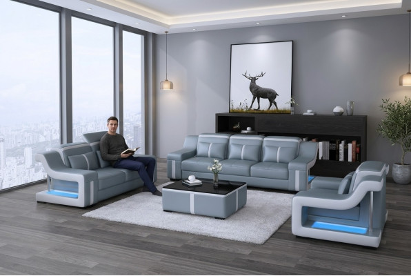 Sofas komplekts ar mīkstiem dīvāniem 3+2 ādas dīvāni Sofa Set.