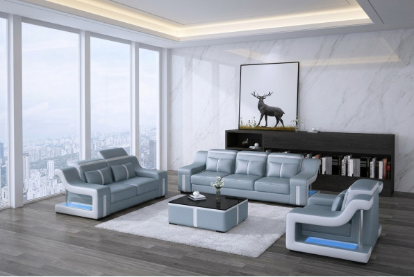 Sofas komplekts ar mīkstiem dīvāniem 3+2 ādas dīvāni Sofa Set.