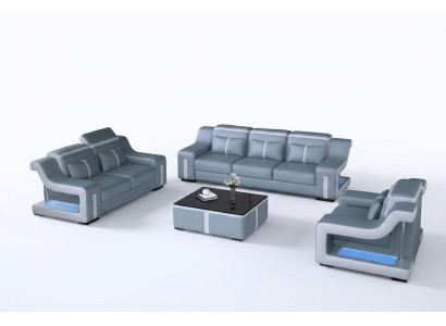 Sofas komplekts ar mīkstiem dīvāniem 3+2 ādas dīvāni Sofa Set.