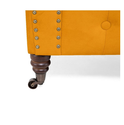 Klasiskā Chesterfield mēbeļu trīsvietīgā sofa tekstila dīvāns izsmalcinātā oranžā dizainā