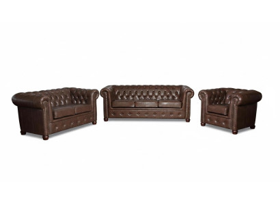 Chesterfield 3 sēdvietu ar ādas pārvalku gulta, dīvāns, mīksta sēdekļa dīvāns.