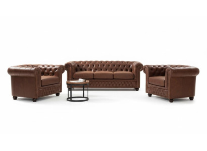 Couch Polster Sofa Tekstils Chesterfield Couchen Garnitur 3 Sitzer Trešsitvietīga