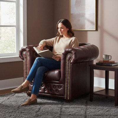Chesterfield krēsla izolēts televizora dīvāns 1-vietīgs dīvāns audums, audums polster.