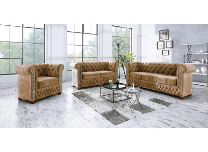 Chestgerfield Sofa komplekts Ar dīvānu Polster Sitz Set 321 vietas Garnituren Dīvāni