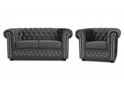 Chesterfield auduma dīvāns ar diviem sēdvietām auduma dīvāns diviem melns
