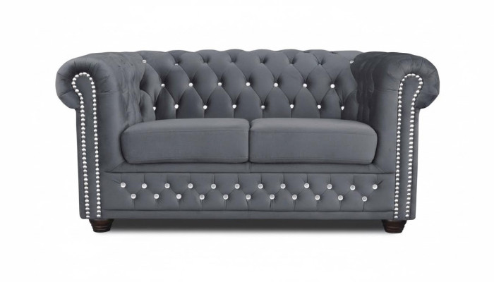 Chesterfield tekstila dīvāns ar diviem vietām, melns divvietīgs dīvāns jauns